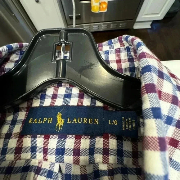 Ralph Lauren men’s button up lightweight checkered shirt sz large - Picture 3 of 10